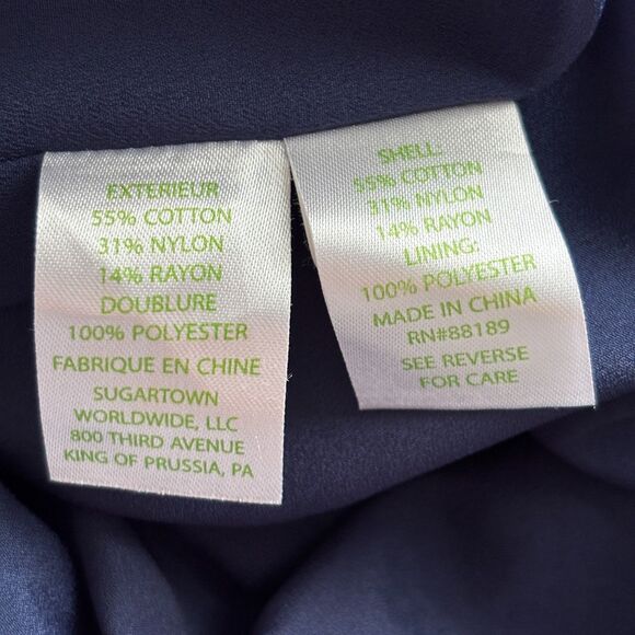 Lilly Pulitzer Rylee True Navy Palm Leaf Lined Lace Shift Dress Size 8 F132 - Picture 9 of 10